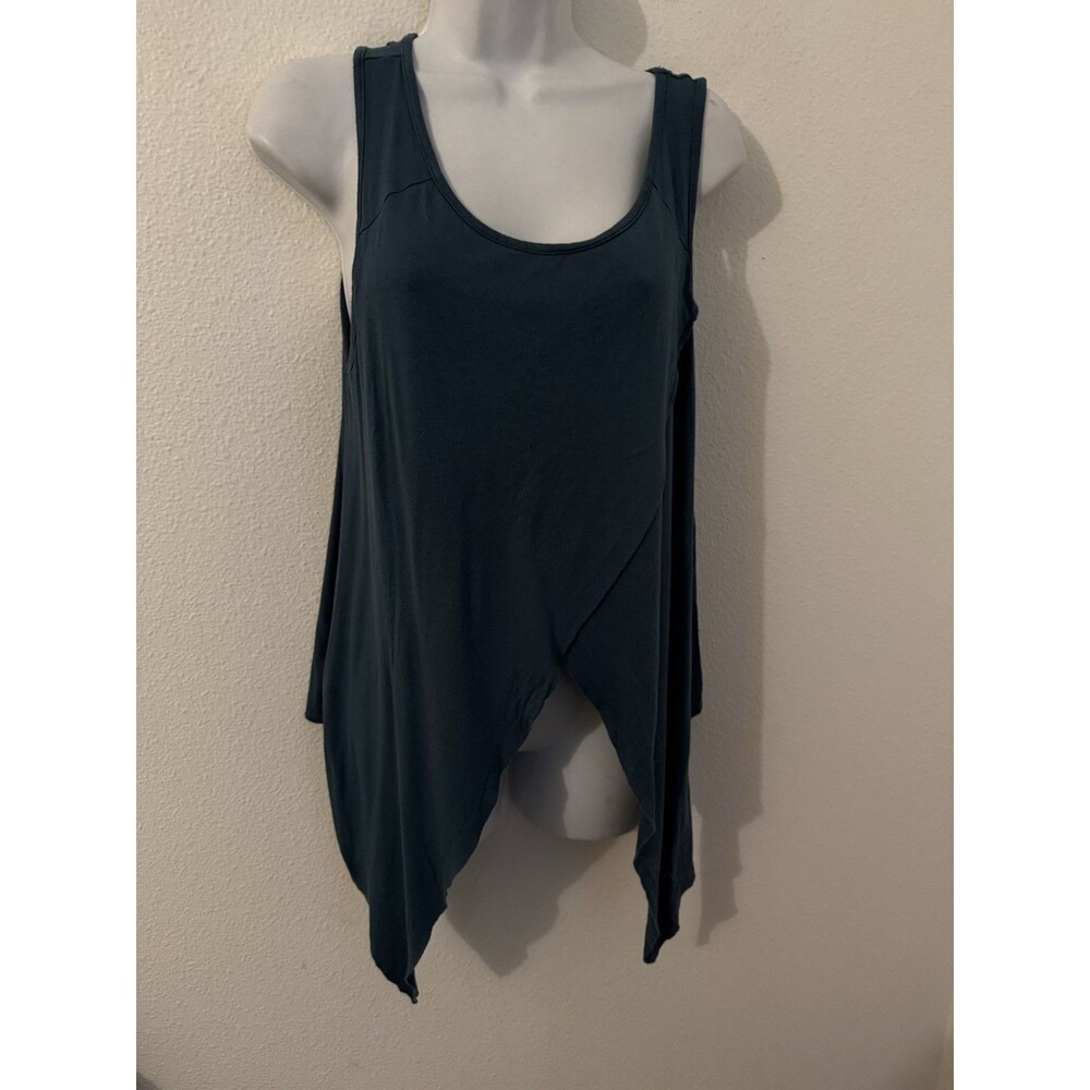 Savvi Criss Cross tank top Women's Size Large Teal Blue Athleisure yoga Gym